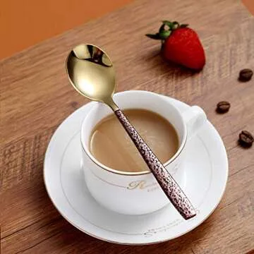 Berglander Elegant Tea Spoon Set of 4 - Gold & Stainless Steel