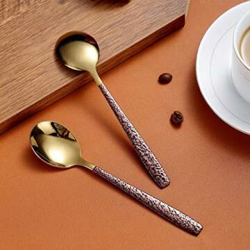 Berglander Elegant Tea Spoon Set of 4 - Gold & Stainless Steel