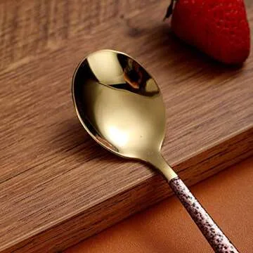 Berglander Elegant Tea Spoon Set of 4 - Gold & Stainless Steel