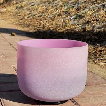 TRAYAYA Rainbow F Note Heart Chakra Pink-Puprle Color Frosted Quartz Crystal Singing Bowl 8 Inch With Carrying Case,for Yoga,Meditation and Sound Healing
