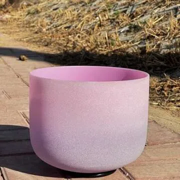 TRAYAYA Rainbow F Note Heart Chakra Pink-Puprle Color Frosted Quartz Crystal Singing Bowl 8 Inch With Carrying Case,for Yoga,Meditation and Sound Healing