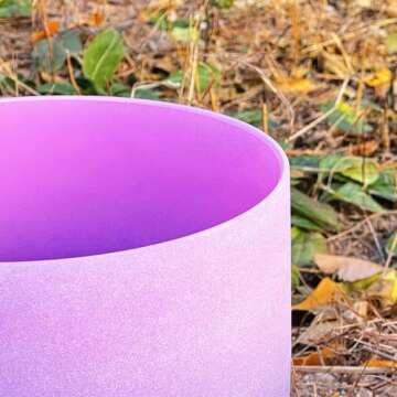 TRAYAYA Rainbow F Note Heart Chakra Pink-Puprle Color Frosted Quartz Crystal Singing Bowl 8 Inch With Carrying Case,for Yoga,Meditation and Sound Healing