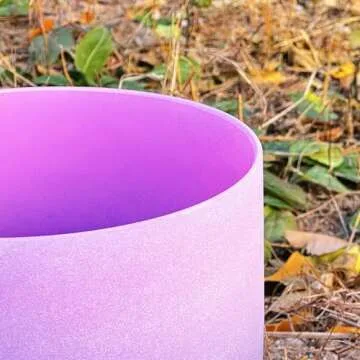 TRAYAYA Rainbow F Note Heart Chakra Pink-Puprle Color Frosted Quartz Crystal Singing Bowl 8 Inch With Carrying Case,for Yoga,Meditation and Sound Healing