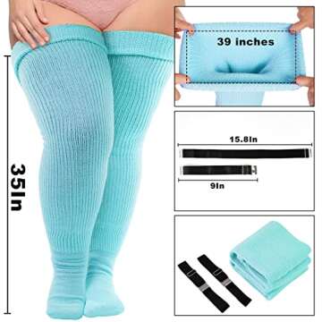 Neoviancia Plus Size Thigh High Socks - Thick Knit Over the Knee Stockings