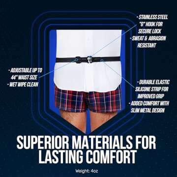 Shirt Stay Plus Tuck-It Belt Style Shirt Stay for Men Police and Military from (Made in USA -Standard Size)(Select Series)