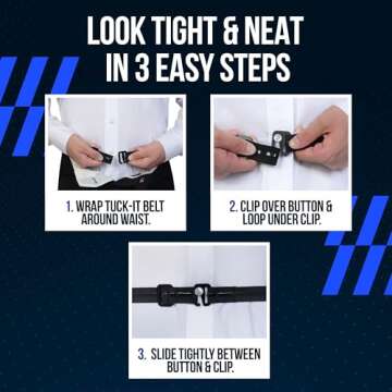 Shirt Stay Plus Tuck-It Belt Style Shirt Stay for Men Police and Military from (Made in USA -Standard Size)(Select Series)