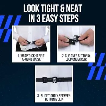 Shirt Stay Plus Tuck-It Belt Style Shirt Stay for Men Police and Military from (Made in USA -Standard Size)(Select Series)