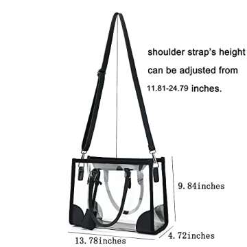 FAIME Clear Bags for Women, Cute Clear Crossbody Purse Stadium Approved, Clear Handbag with Adjustable Strap, Clear Tote Bag for Women, Concerts, Stadium (Small)