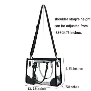 FAIME Clear Bags for Women, Cute Clear Crossbody Purse Stadium Approved, Clear Handbag with Adjustable Strap, Clear Tote Bag for Women, Concerts, Stadium (Small)