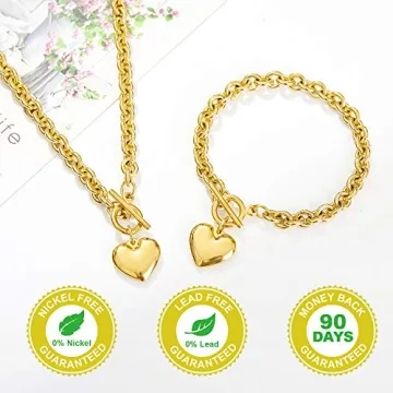 W/W Lifetime Heart Necklace & Bracelet Jewelry Set