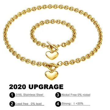 W/W Lifetime Heart Necklace & Bracelet Jewelry Set