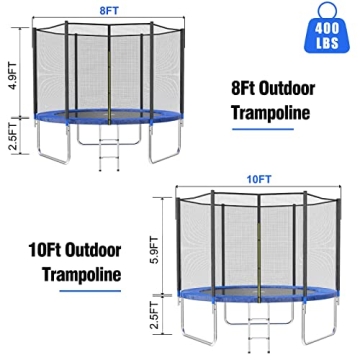 AOTOB 8 FT Trampoline with Safety Net and Accessories