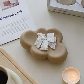 WENSHUO Cube Cloud Jewelry Tray, Chubby Trinket Dish, Matte Crème