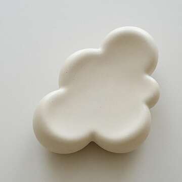 WENSHUO Cube Cloud Jewelry Tray, Chubby Trinket Dish, Matte Crème