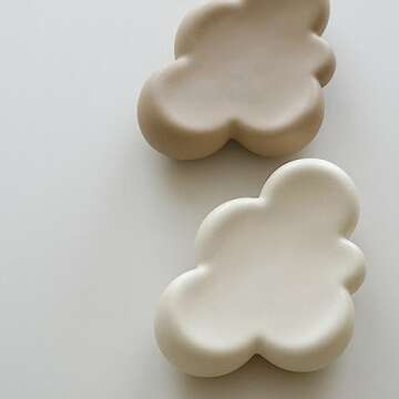 WENSHUO Cube Cloud Jewelry Tray, Chubby Trinket Dish, Matte Crème