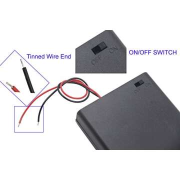 LAMPVPATH (Pack of 4) 3 AA Battery Holder with Switch, 4.5V Battery Holder with Switch, 3X 1.5V AA B...