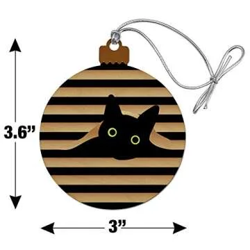 Black Cat Window Wood Christmas Ornament for Holidays