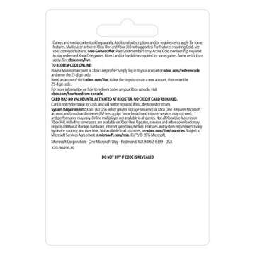 Microsoft Xbox LIVE 12 Month Gold Membership (Physical Card)