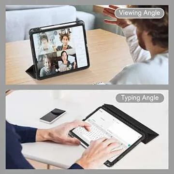 Fintie Hybrid Slim Case for iPad Air 11-inch M2 (2024), iPad Air 5th / 4th Generation (2022/2020) 10.9 Inch -Shockproof Cover with Clear Back Shell & Pencil Holder, Classic Black