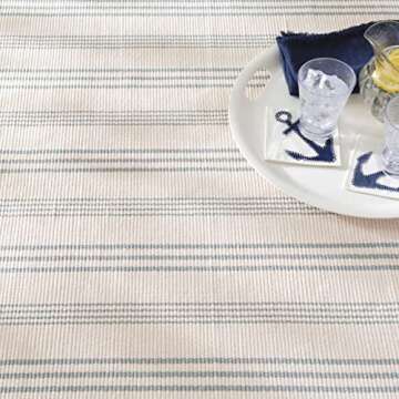 Dash and Albert Swedish Stripe Cotton Area Rug - Runner - 2.5' x 12' Blue - Striped Handwoven Accent...
