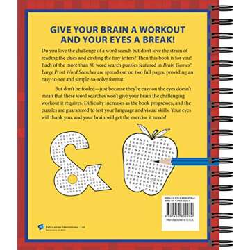 Brain Games - Word Searches - Large Print (Red)