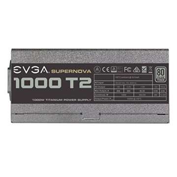 EVGA SuperNOVA 1000 T2, 80+ TITANIUM 1000W, Fully Modular, EVGA ECO Mode, 10 Year Warranty , Includes FREE Power On Self Tester, Power Supply 220-T2-1000-X1
