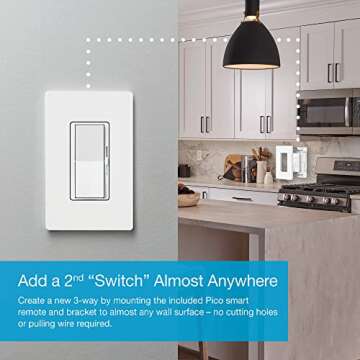 Lutron Caseta Smart Switch Kit w/ Hub, Diva Smart Dimmer Switch, Remote & More, No Neutral Required,...