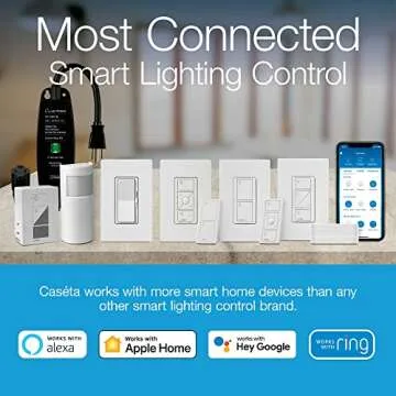 Lutron Caseta Smart Switch Kit w/ Hub, Diva Smart Dimmer Switch, Remote & More, No Neutral Required, Works w/ Alexa, Apple Homekit, Google Home, Single Pole or 3 Way, DVRF-BDG-1DP-A