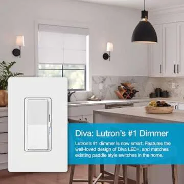 Lutron Caseta Smart Switch Kit w/ Hub, Diva Smart Dimmer Switch, Remote & More, No Neutral Required, Works w/ Alexa, Apple Homekit, Google Home, Single Pole or 3 Way, DVRF-BDG-1DP-A