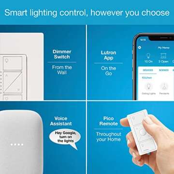 Lutron Caseta Smart Switch Kit w/ Hub, Diva Smart Dimmer Switch, Remote & More, No Neutral Required, Works w/ Alexa, Apple Homekit, Google Home, Single Pole or 3 Way, DVRF-BDG-1DP-A