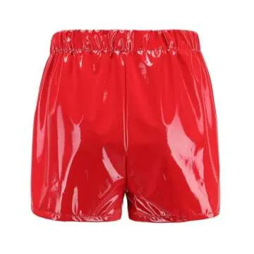 LoVnely Women’s Metallic Shiny Short Faux Pu Leather Bandage Lace Up High Waist Sexy Shorts