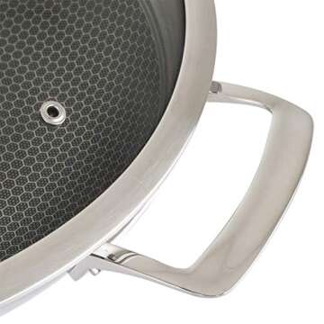 Viking Hybrid Plus 3-Ply Stainless Steel Nonstick 12”/5.7 Qt Everyday Pan with Glass Lid