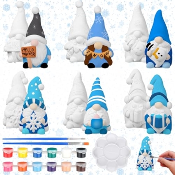 CroBlissful 6 Sets Winter Gnome Paint Your Own Ceramic Statues Ready to Paint Winter Gnome Figurines...