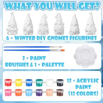 CroBlissful Paint Your Own Gnome Winter Statues Set