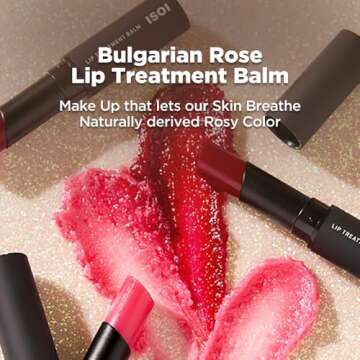 ISOI Bulgarian Rose Lip Treatment Balm Pure Red 5g (0.18oz) | Dewy Gloss Finish Lip Tinted Balm | Ko...