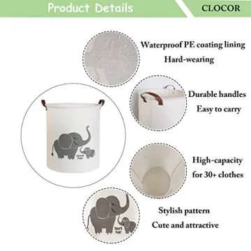 CLOCOR Collapsible Round Storage Bin for Kids & Babies