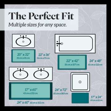 Genteele Bath Mats for Bathroom Non Slip - Smoke Blue 17" x 24" Memory Foam Bathroom Rugs - Quick Dr...