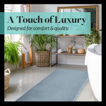 Genteele Bath Mats for Bathroom Non Slip - Smoke Blue 17" x 24" Memory Foam Bathroom Rugs - Quick Dry Bath Mat