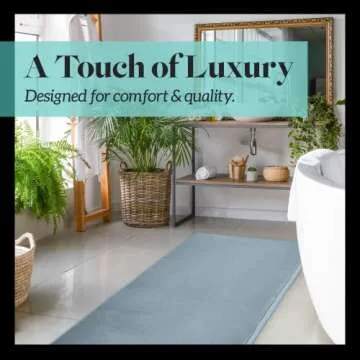 Genteele Bath Mats for Bathroom Non Slip - Smoke Blue 17" x 24" Memory Foam Bathroom Rugs - Quick Dry Bath Mat
