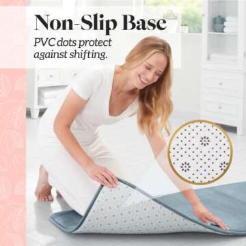 Genteele Bath Mats for Bathroom Non Slip - Smoke Blue 17" x 24" Memory Foam Bathroom Rugs - Quick Dry Bath Mat