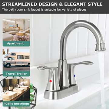 Stylish Brushed Nickel Faucet with Pop-up Drain Assembly
