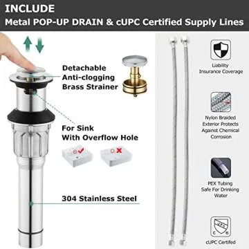 Stylish Brushed Nickel Faucet with Pop-up Drain Assembly