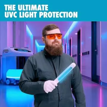 Professional UV Light Safety Glasses - Polycarbonate Shatterproof UVC Protection Goggles for Blocking up to UV 400 Rays and Blue Light - ANSI Z87.1 Approved with Yellow Tint Lens - Regular Fit