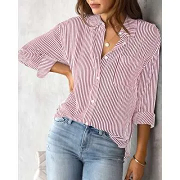Stylish AISEW Womens Button Down Shirts - Office & Casual
