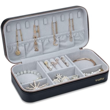 V-LAFUY Travel Jewelry Case Organizer - Elegant Portable Jewelry Box for Women