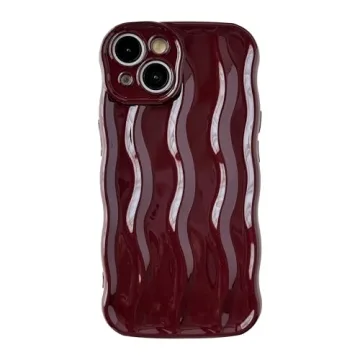 Wine Red Water Ripple iPhone 15 Case Wireless Charging
