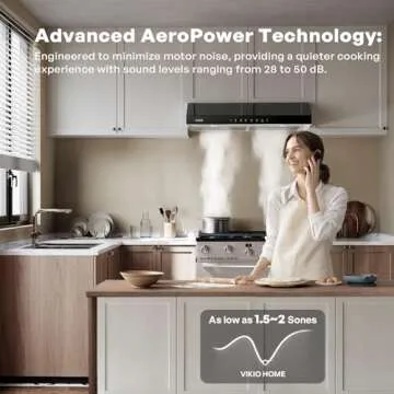 VIKIO HOME Range Hood 30 Inch Under Cabinet, 900 CFM Ducted Vent with 3-Speed Fan, Black Stainless Steel and Tempered Glass, Gesture Sensing and Touch Control