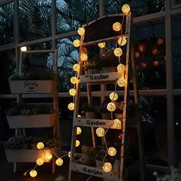 HYAL LUZ Battery Operated 20 LED String Lights, 16.4ft 20 Globe Rattan Balls Christmas Light with Remote Control & Timer, Indoor Fairy String Lights Decorative for Bedroom Party Wedding (Warm White)