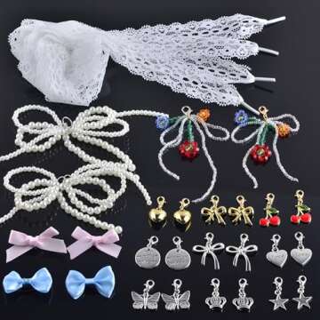 Shoe Pins for Sambas 26pcs Shoe Charms for Sneakers Shoelace Charms Pearl Bow Shoe accessories Decor...
