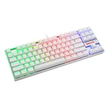 Redragon K552 Mechanical Gaming Keyboard 60% Compact 87 Key Kumara Wired Cherry MX Blue Switches Equivalent for Windows PC Gamers (RGB Backlit White)